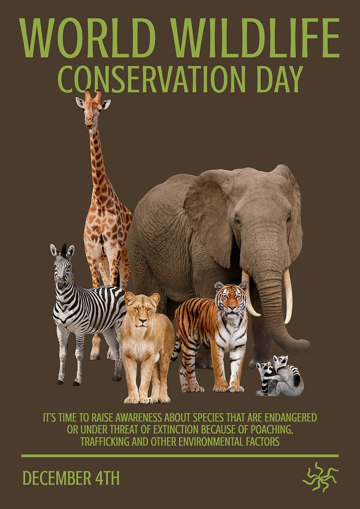 Wildlife conservation day poster template, editable text & design