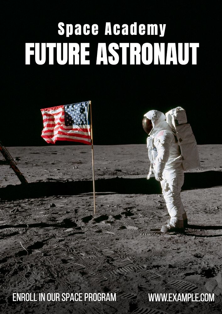 Future astronaut poster template, editable text & design