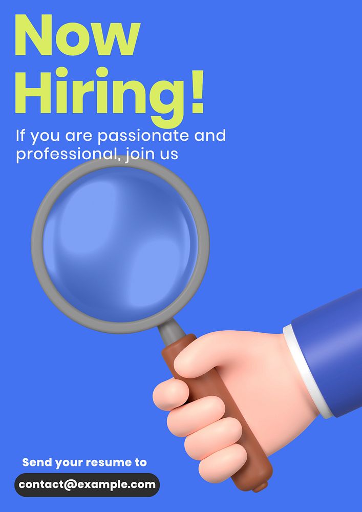 Now hiring poster template, editable text & design