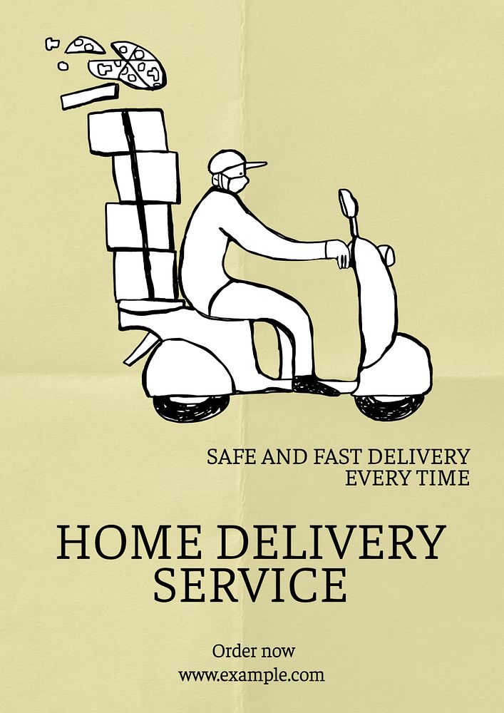 Delivery service poster template, editable text & design