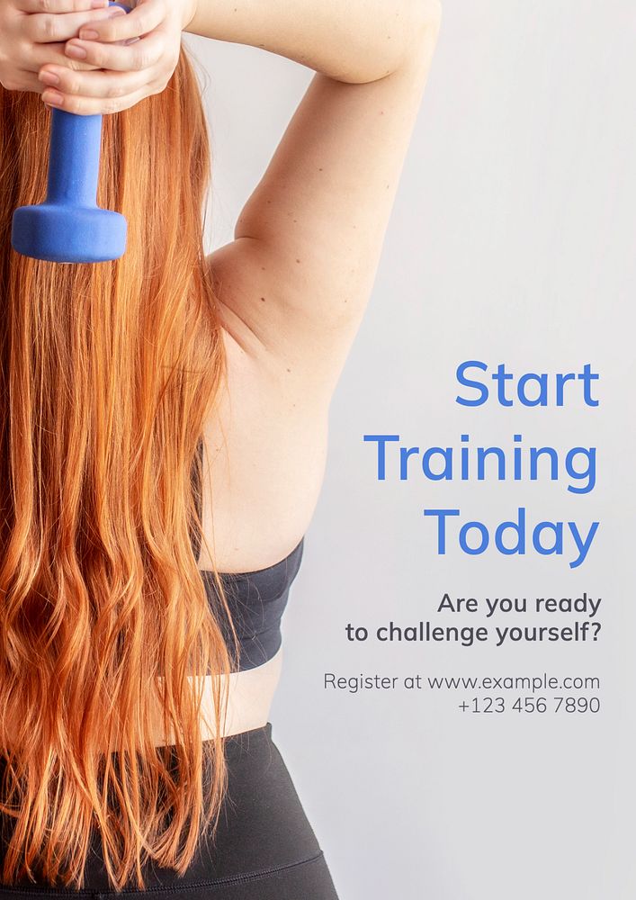 Training & fitness poster template, editable text and design