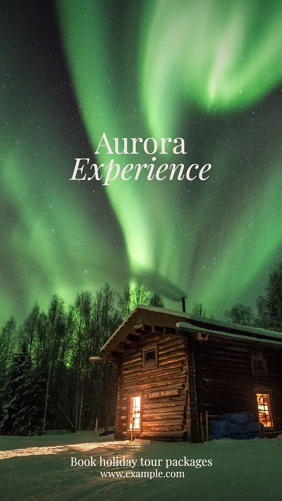 Aurora tour package Instagram story template, editable text