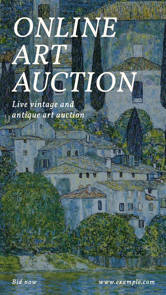 Online art auction Instagram story template, editable text