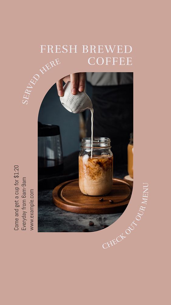 Fresh coffee Instagram story template, editable design