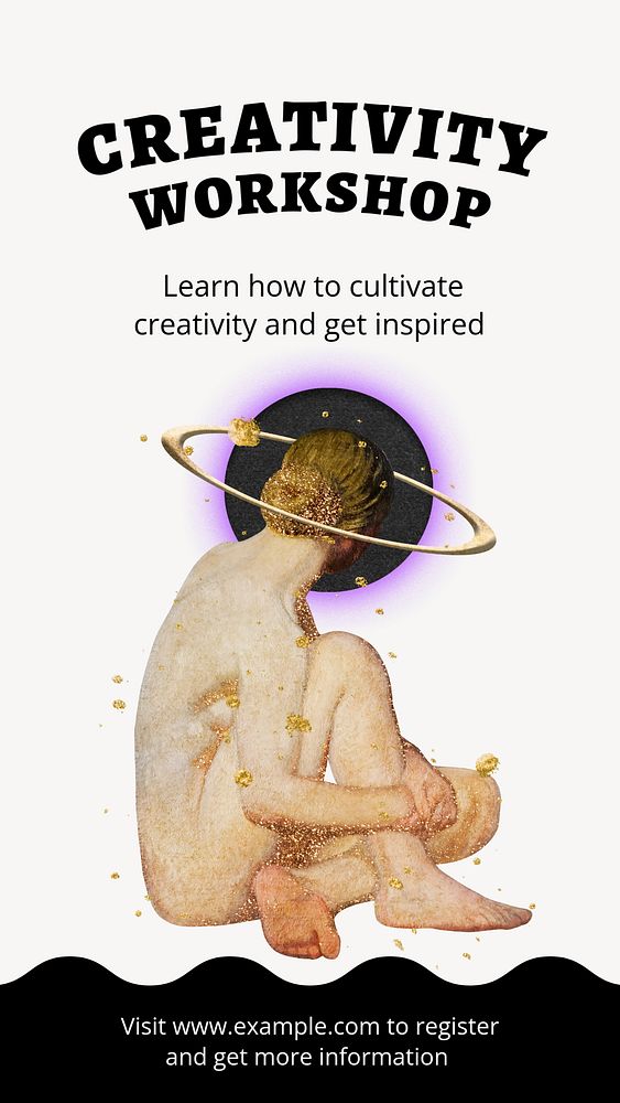 Creativity workshop Instagram story template, editable text and funky design