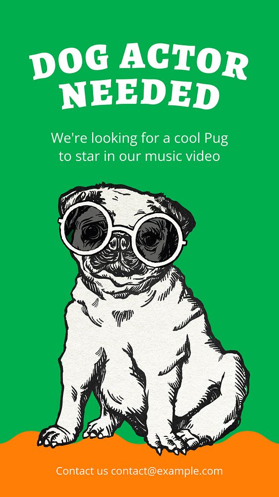 Dog actor needed Instagram story template, editable text and funky design