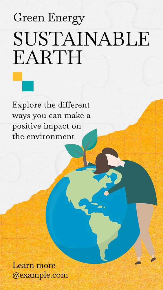 Sustainable earth  Instagram story template, editable text