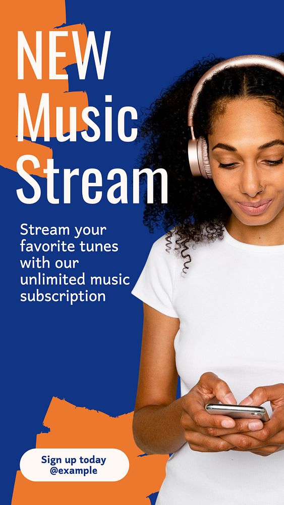 Music stream  Instagram story template, editable text