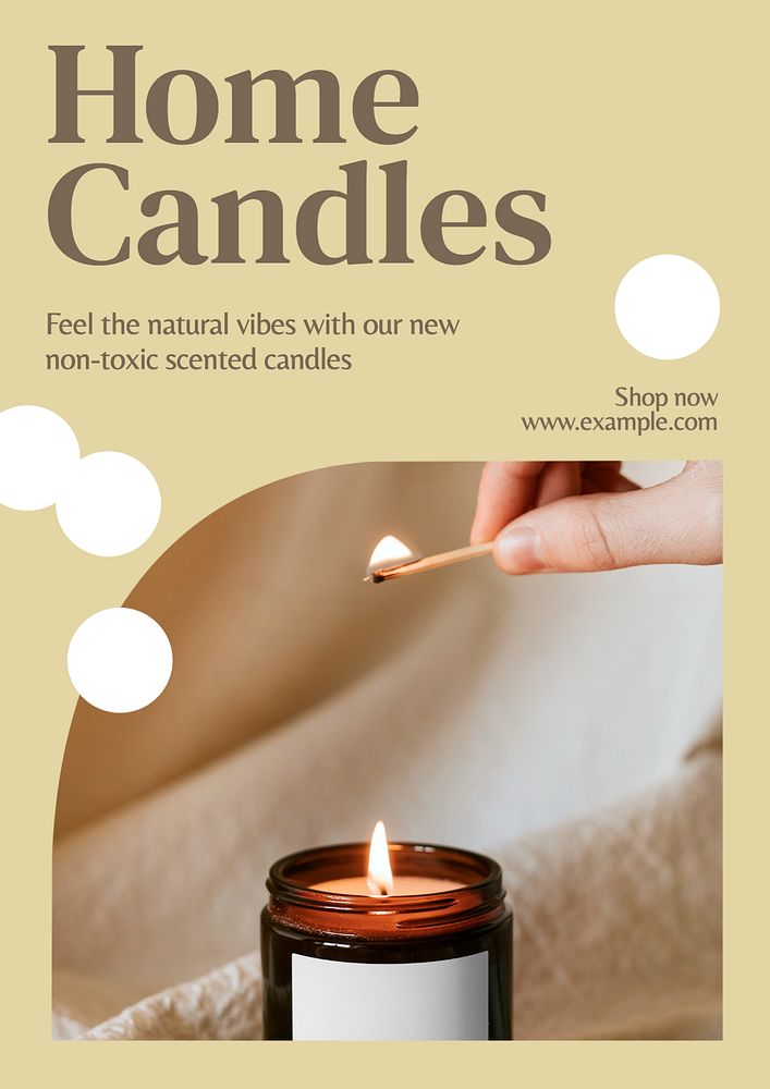 Home candles  poster template, editable text and design