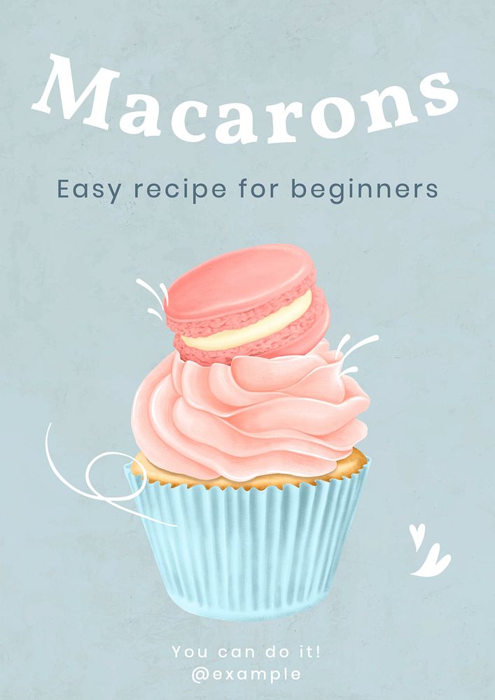 Macarons recipe  poster template, editable text and design