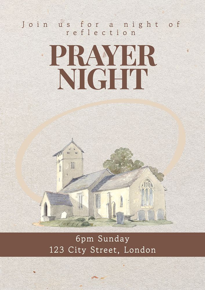 Prayer night post template, editable social media design