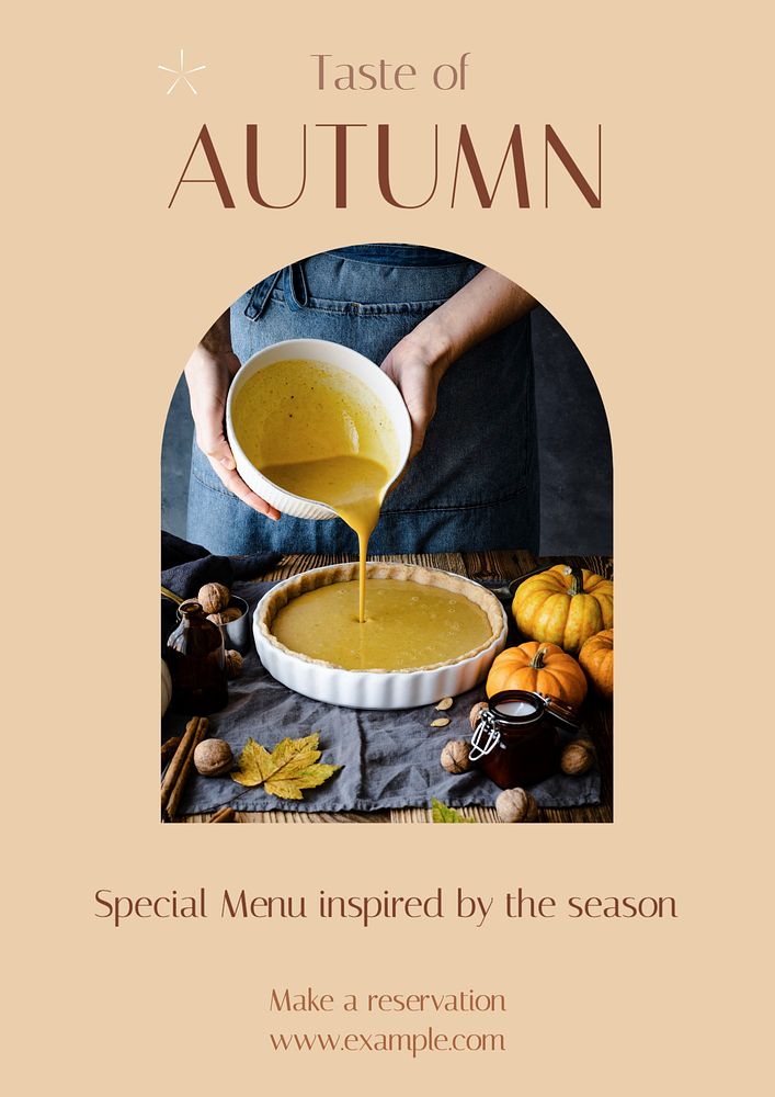 Autumn menu poster template, editable text & design