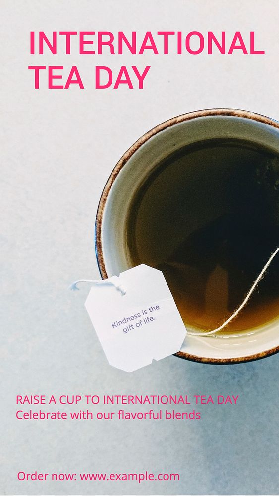 Inernational tea day Instagram story template, editable text