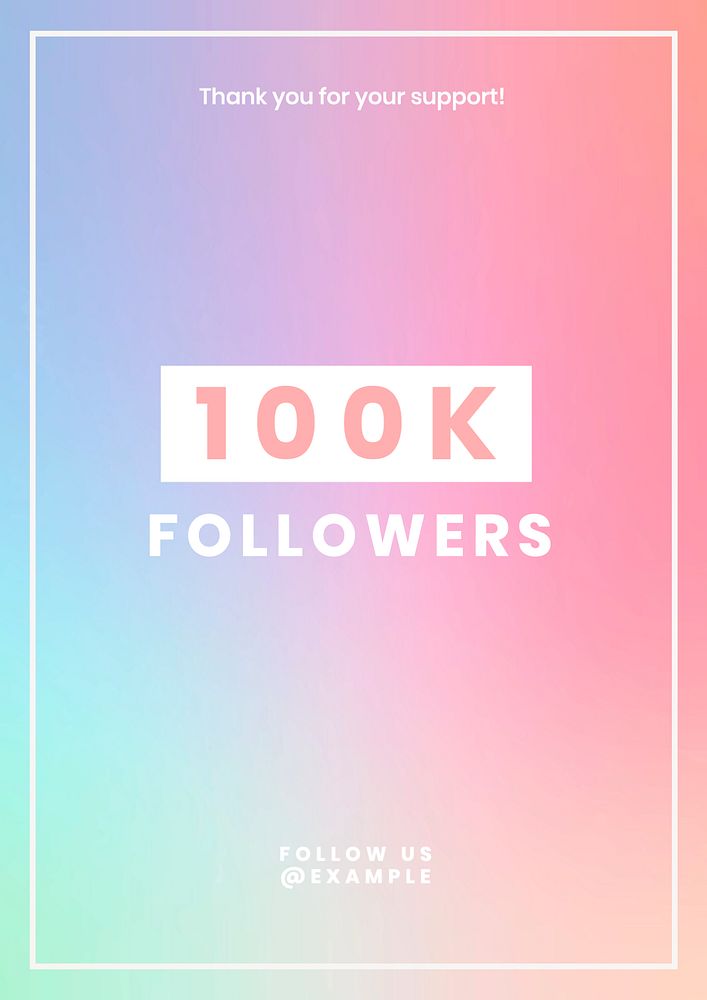 100k followers poster template, editable text & design