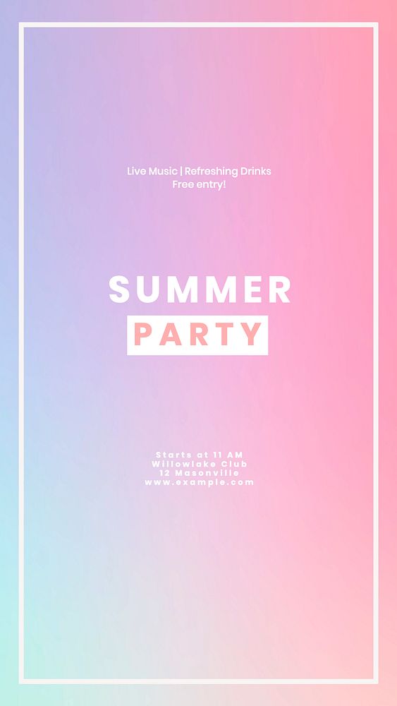 Summer Party Instagram story template, editable text