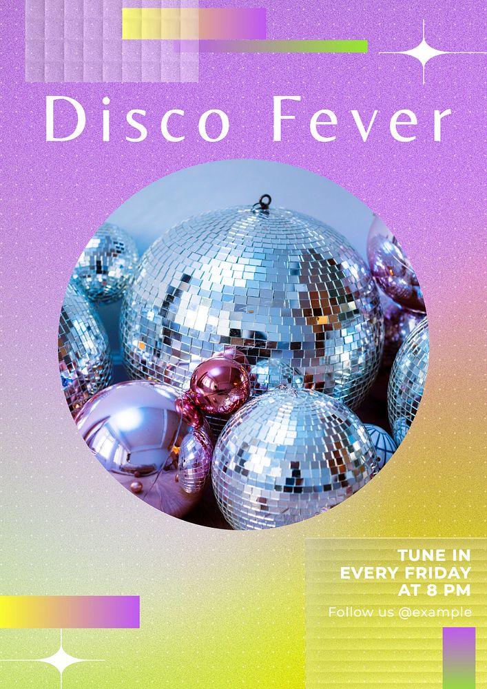 Disco fever  poster template, editable text & design