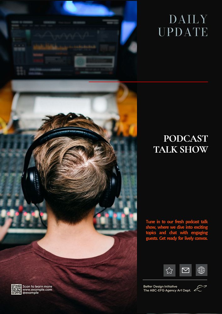 Podcast poster template, editable text and design