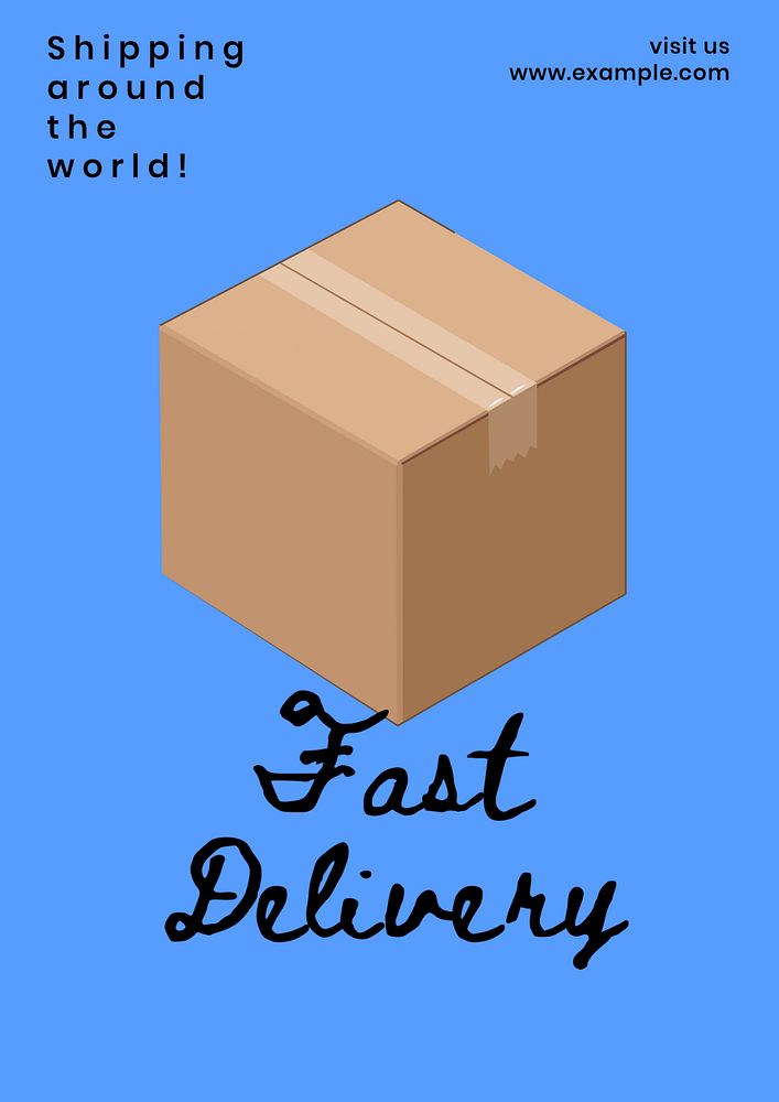 Fast delivery poster template, editable text & design