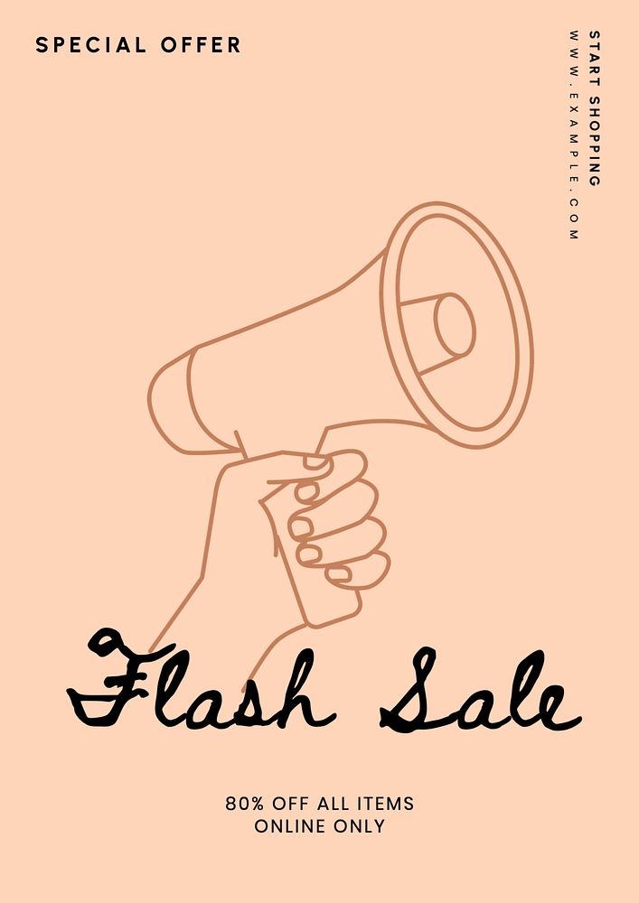 Flash sale poster template, editable text & design