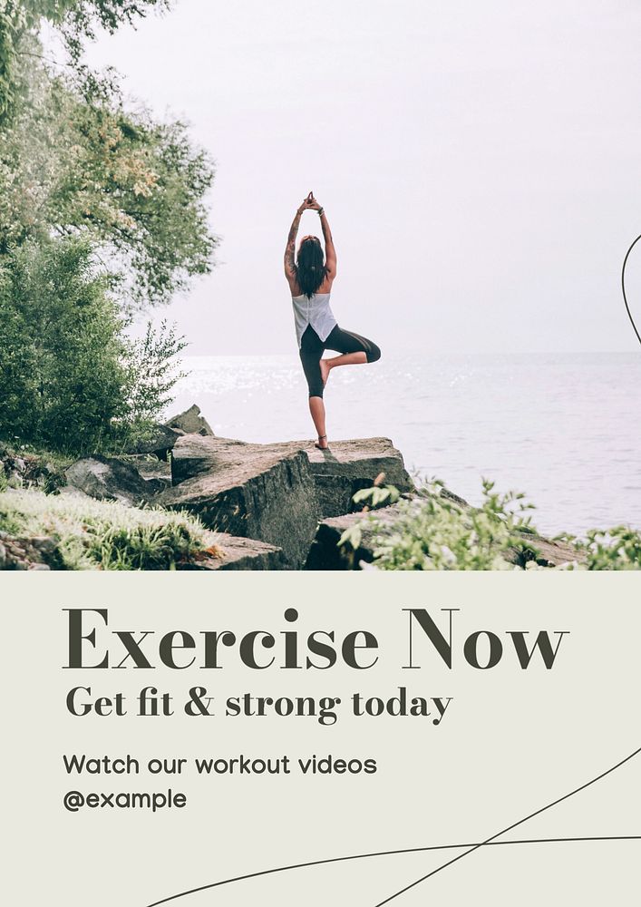 Exercise now poster template, editable text & design