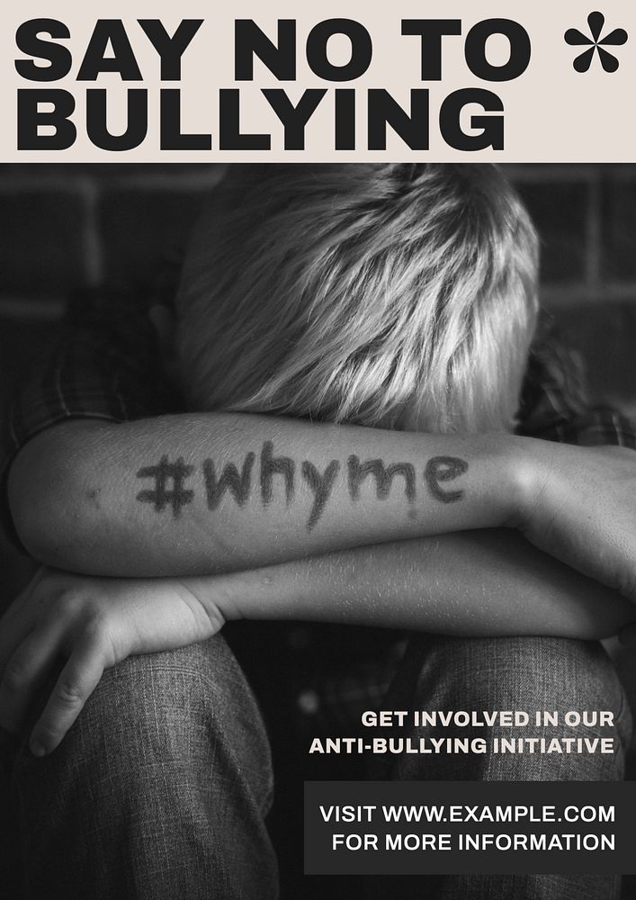 Anti-bullying poster template, editable text & design