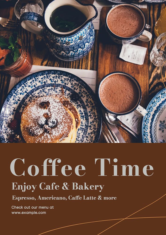 Coffee time poster template, editable text & design