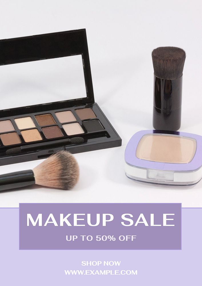 Makeup sale poster template, editable text and design