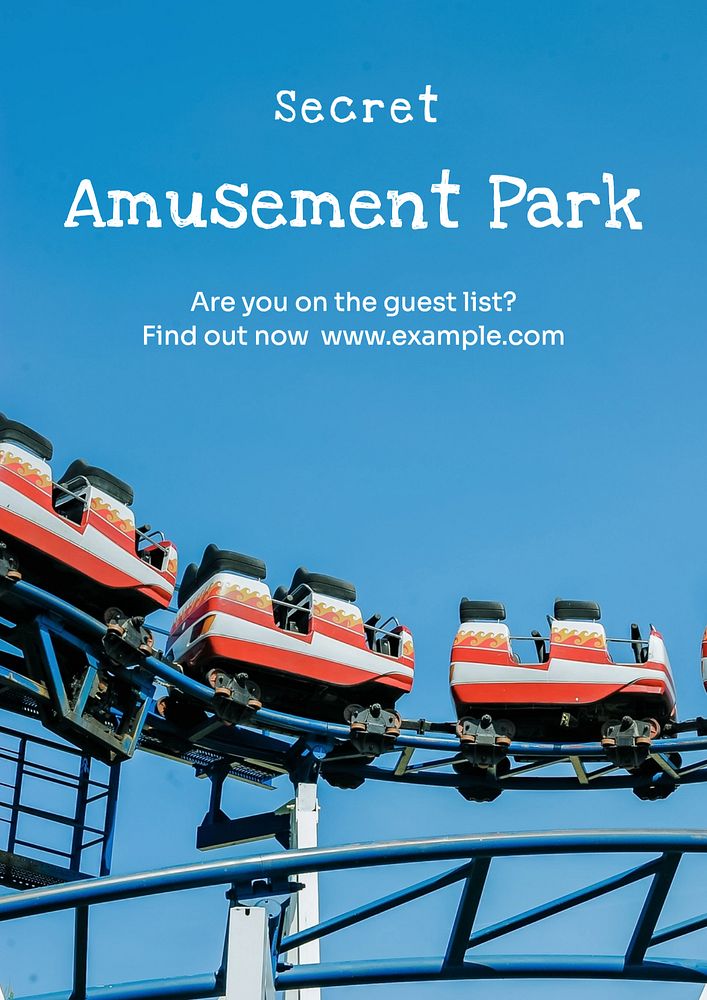 Amusement park poster template, editable text and design