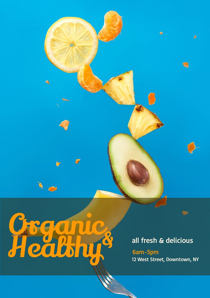 Organic & healthy poster template, editable text & design