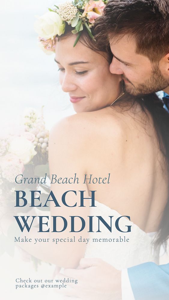 Beach wedding Instagram story template, editable text