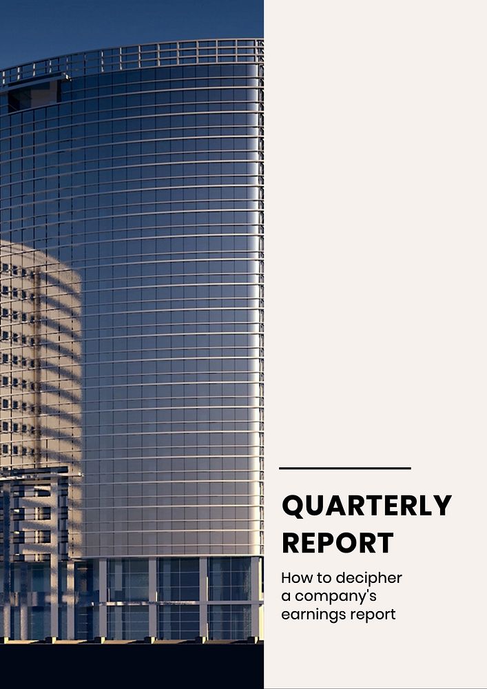 Quarterly report poster template, editable text and design