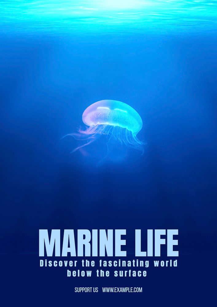 Marine life poster template, editable text & design