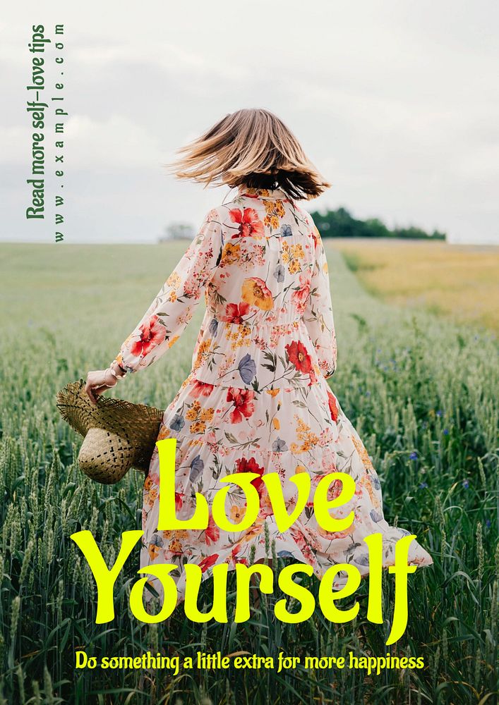 Love yourself poster template, editable text and design