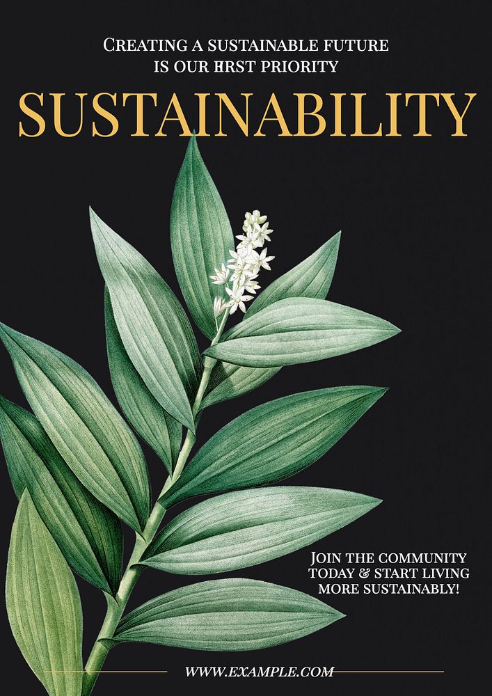 Sustainable community poster template, editable text and design