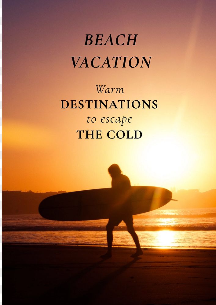 Beach vacation poster template, editable text and design