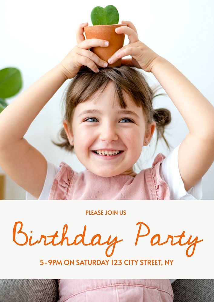 Birthday party poster template, editable text and design