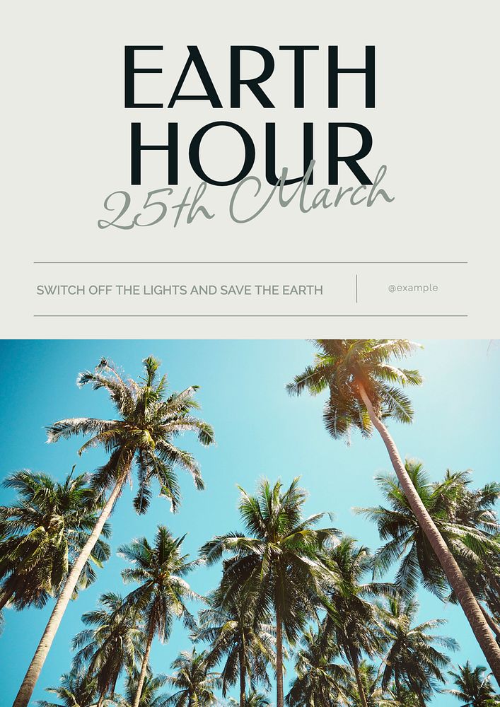 Earth hour  poster template, editable text and design