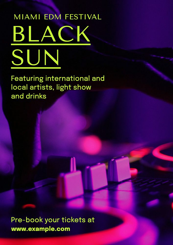 Music festival poster template, editable text and design
