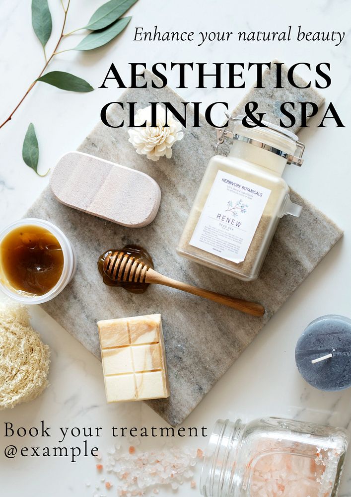 Aesthetics clinic poster template, editable text and design