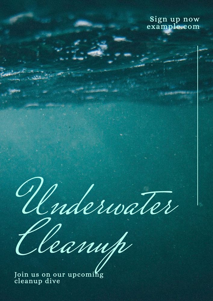 Underwater cleanup poster template, editable text and design