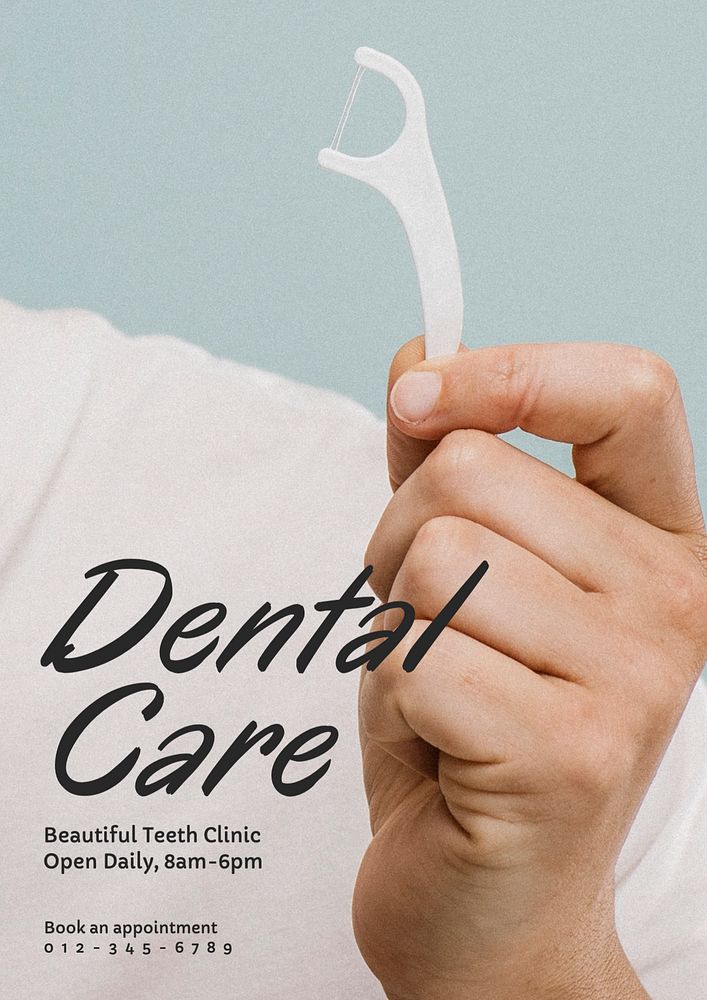 Dental care poster template, editable text and design