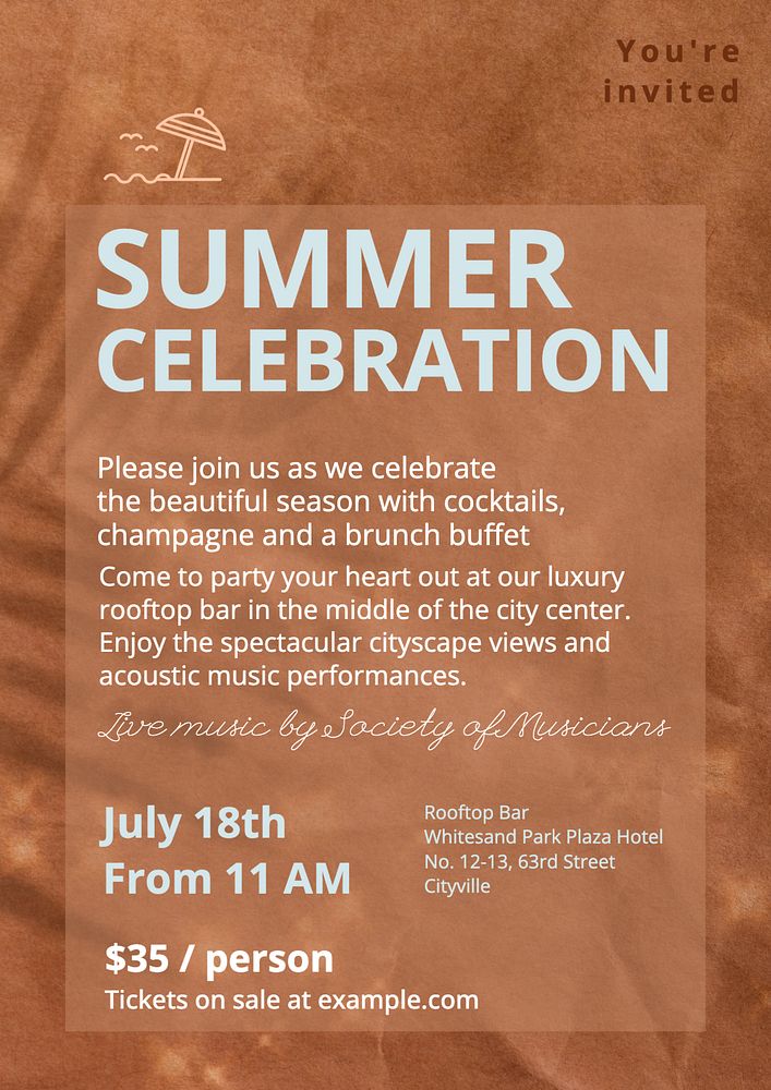 Summer celebration poster template, editable text