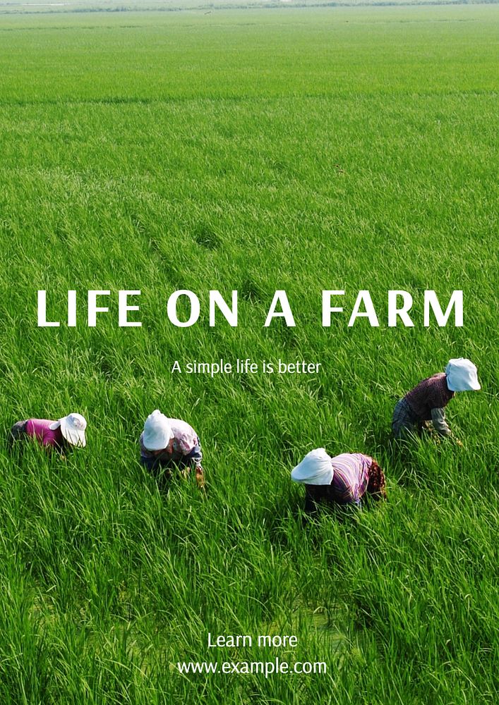 Farm life poster template, editable text and design