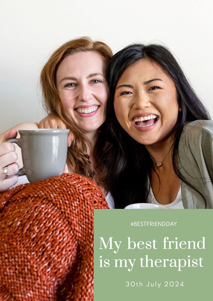 Best friend therapy  poster template, editable text and design