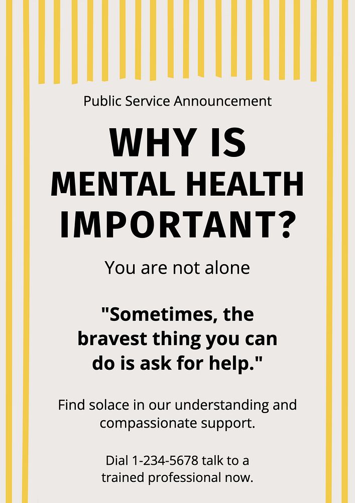 Mental health poster template, editable text