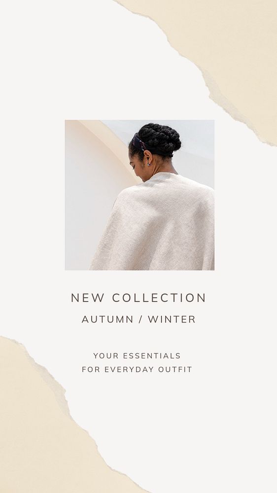 Editable minimal instagram story template for new fashion collection Autumn/Winter 