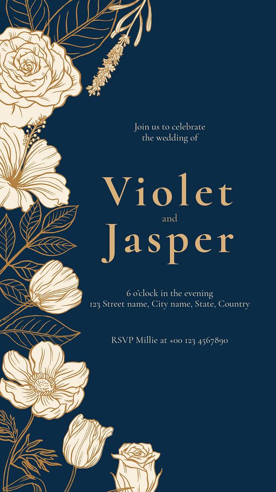 Editable wedding invitation instagram story template