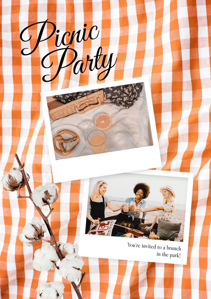 Picnic party event poster template, editable design