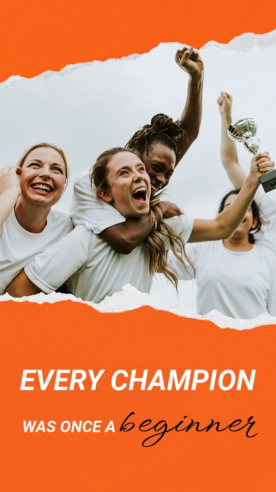 Inspirational sports Instagram story template, athletes cheering image