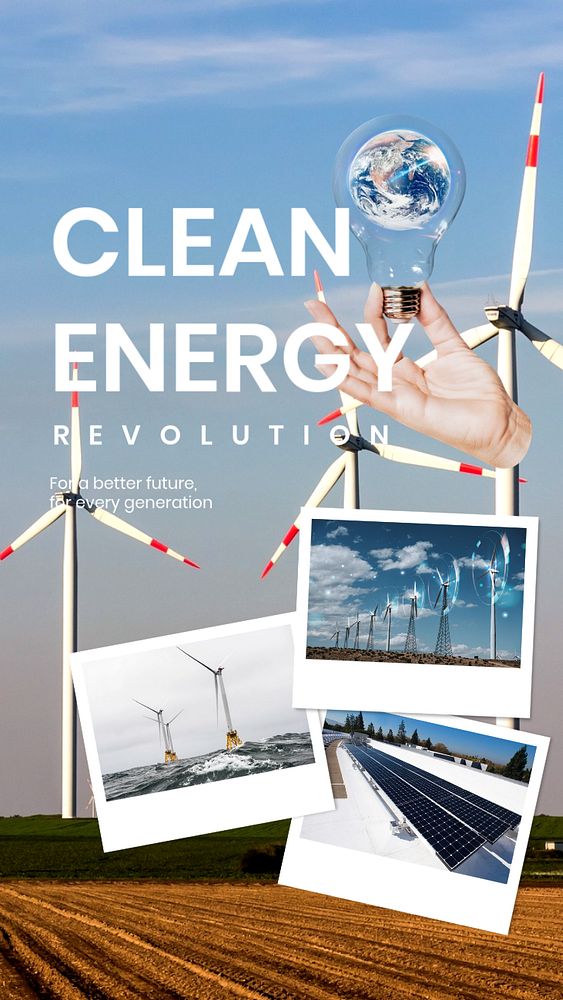 Clean energy Facebook story template, editable design